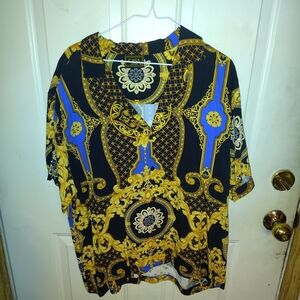 Casa Black and Gold Patterned Shirt